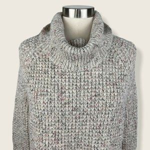 Free People Sweater XS Wool Blend Dillon Tweed Cowl Neck Oversized Waffle Knit